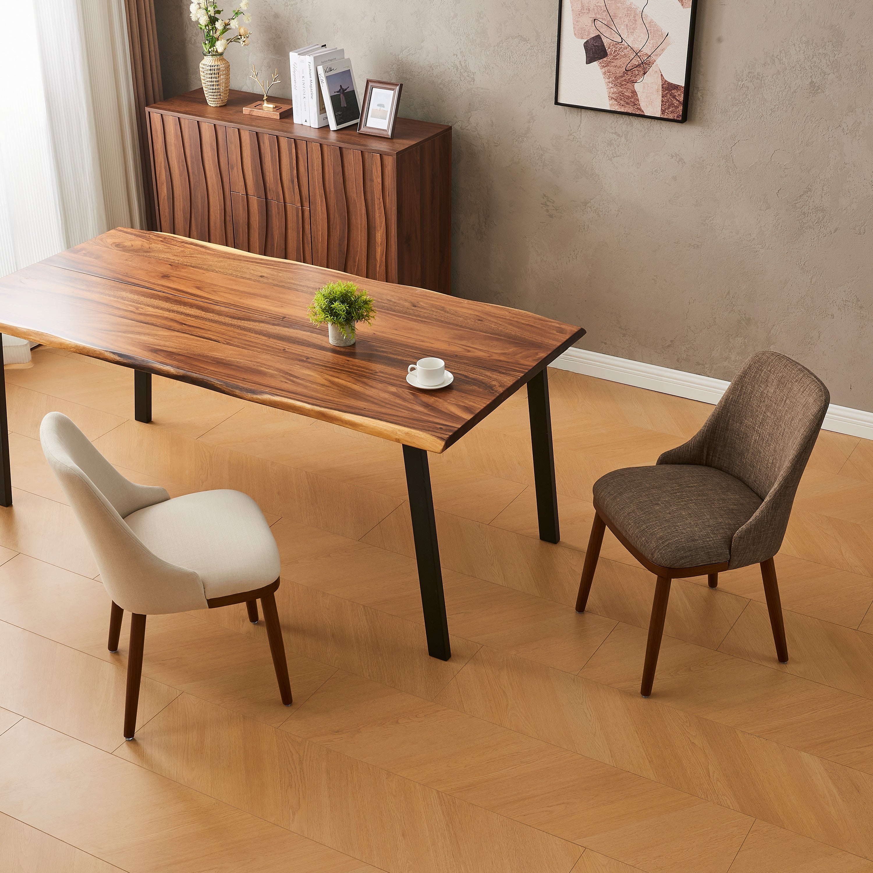 EarthyGrain Modern Upholstered Dining Chair (Set of 2) - Mid-Century Style