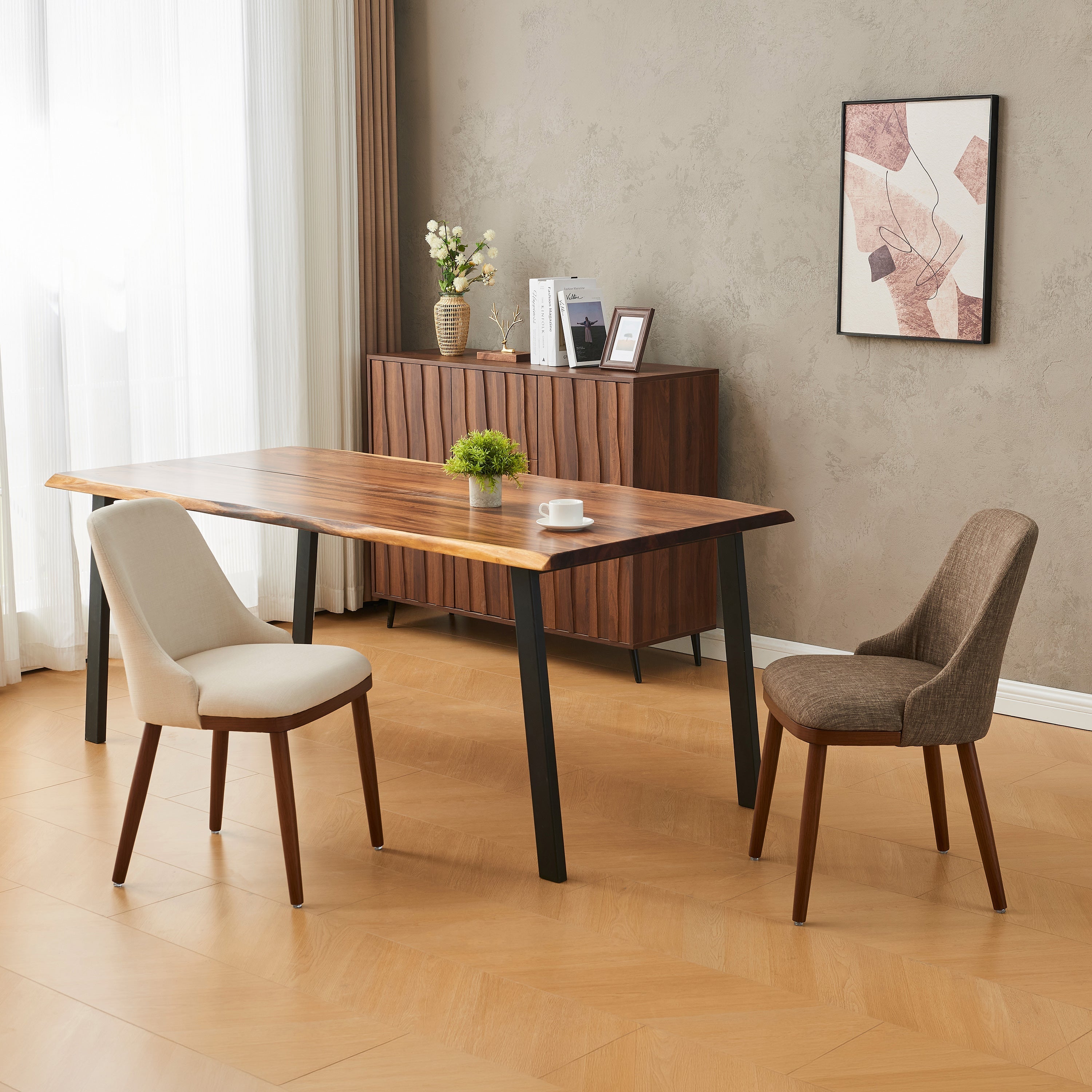 EarthyGrain Modern Upholstered Dining Chair (Set of 2) - Mid-Century Style