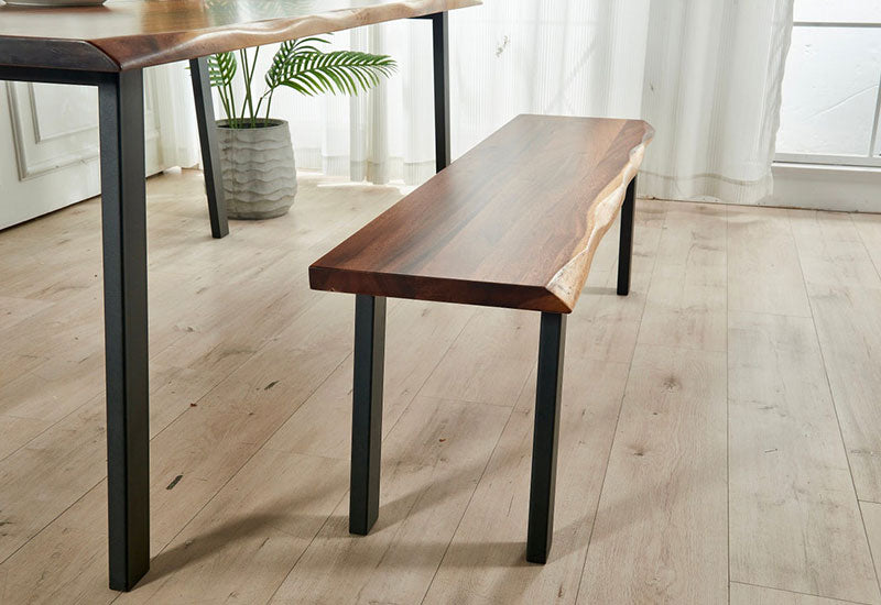 EarthyGrain Premium Live Edge Dining Bench - Solid Walnut Wood