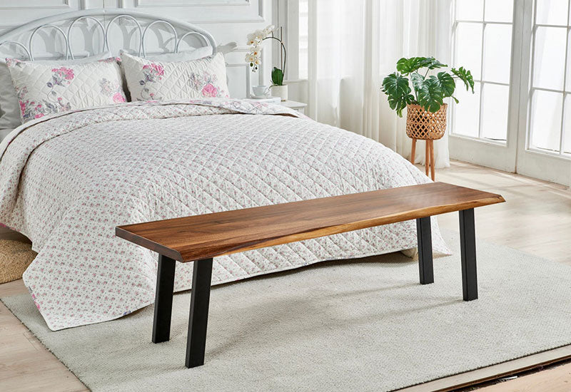 EarthyGrain Premium Live Edge Dining Bench - Solid Walnut Wood
