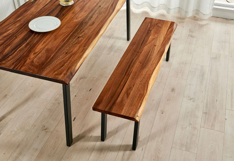 EarthyGrain Premium Live Edge Dining Bench - Solid Walnut Wood