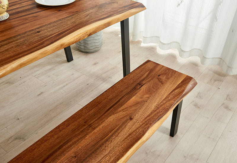 EarthyGrain Premium Live Edge Dining Bench - Solid Walnut Wood