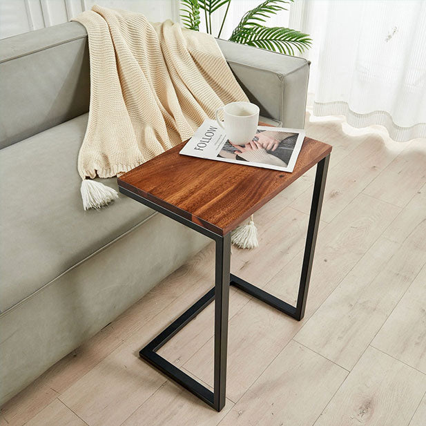 EarthyGrain Modern Walnut C-Table - Space-Saving Couch Side Table