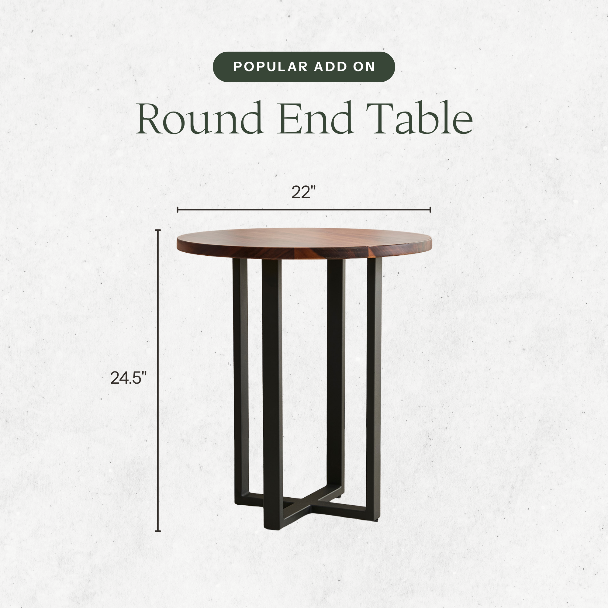 EarthyGrain Round End Table - Solid Walnut & Steel Side Table