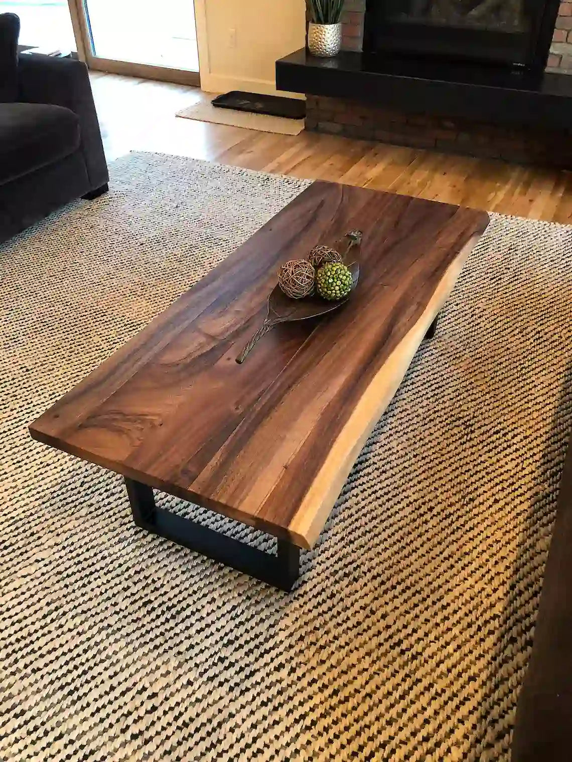 EarthyGrain Live Edge Coffee Table - Solid Walnut Living Room Centerpiece