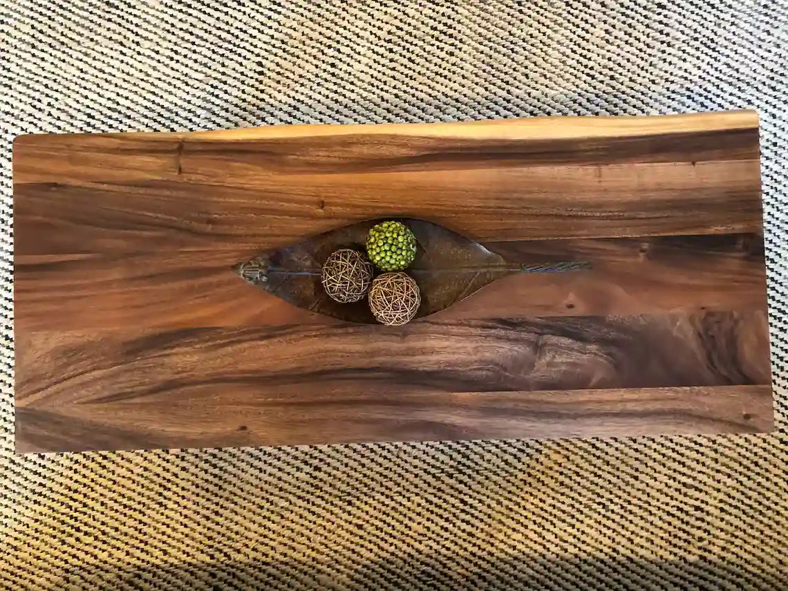 EarthyGrain Live Edge Coffee Table - Solid Walnut Living Room Centerpiece