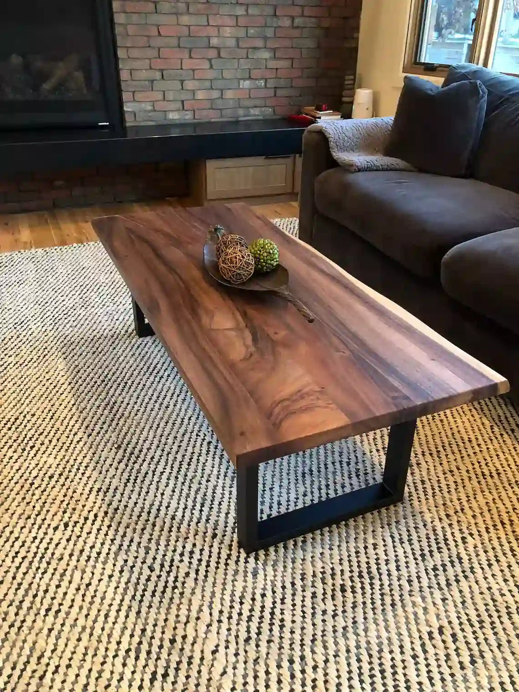 EarthyGrain Live Edge Coffee Table - Solid Walnut Living Room Centerpiece