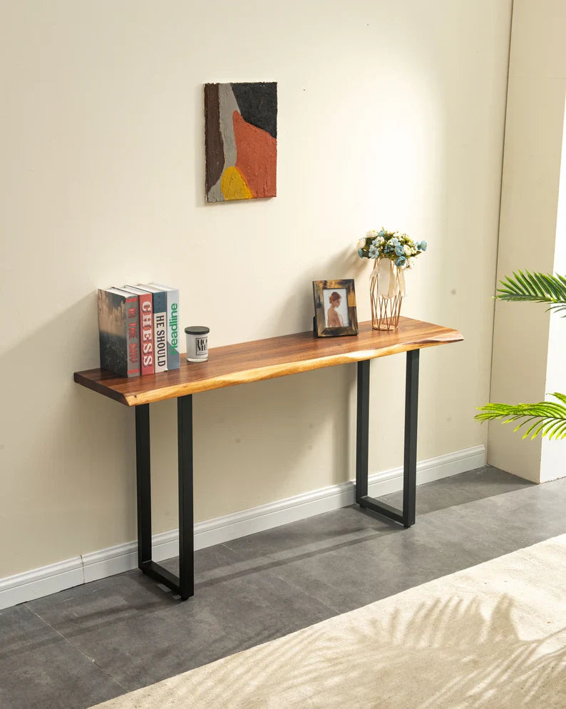 EarthyGrain Live Edge Console Table - Rustic Modern Entryway Table