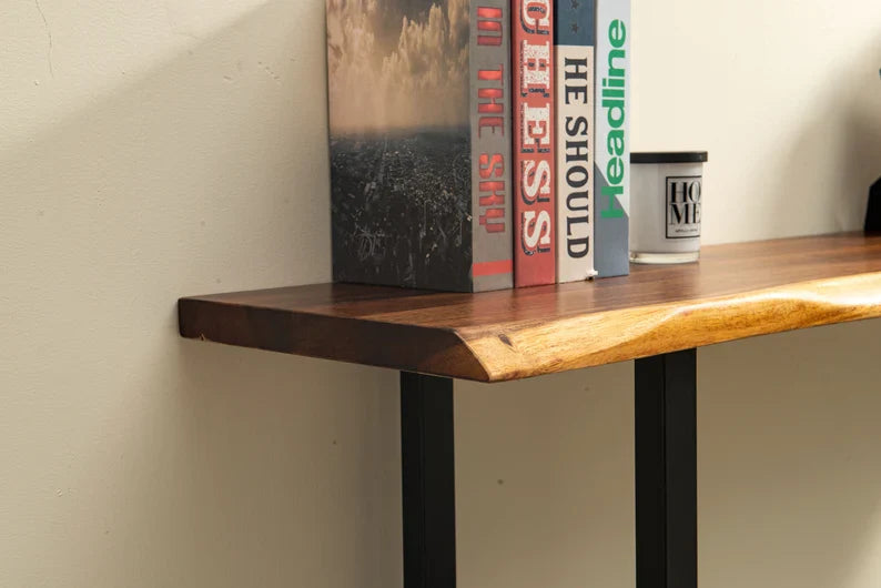 EarthyGrain Live Edge Console Table - Rustic Modern Entryway Table