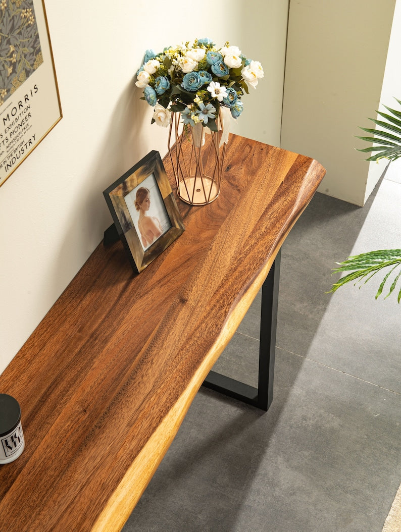 EarthyGrain Live Edge Console Table - Rustic Modern Entryway Table
