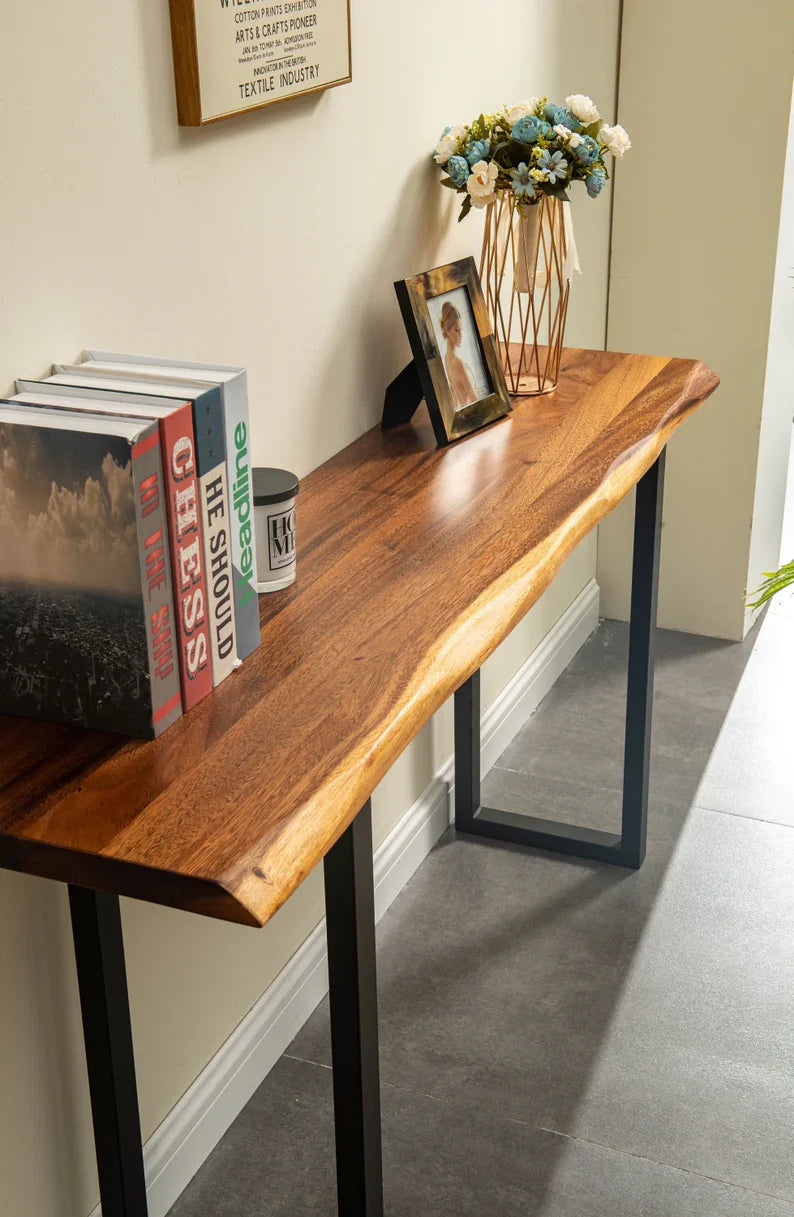 EarthyGrain Live Edge Console Table - Rustic Modern Entryway Table