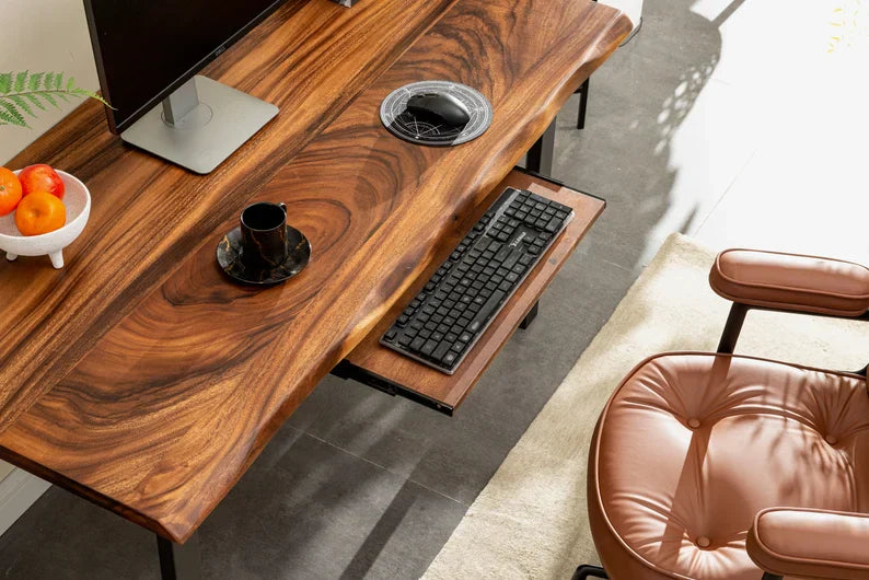 EarthyGrain Ergonomic Walnut Keyboard Tray - Premium Desk Add-on