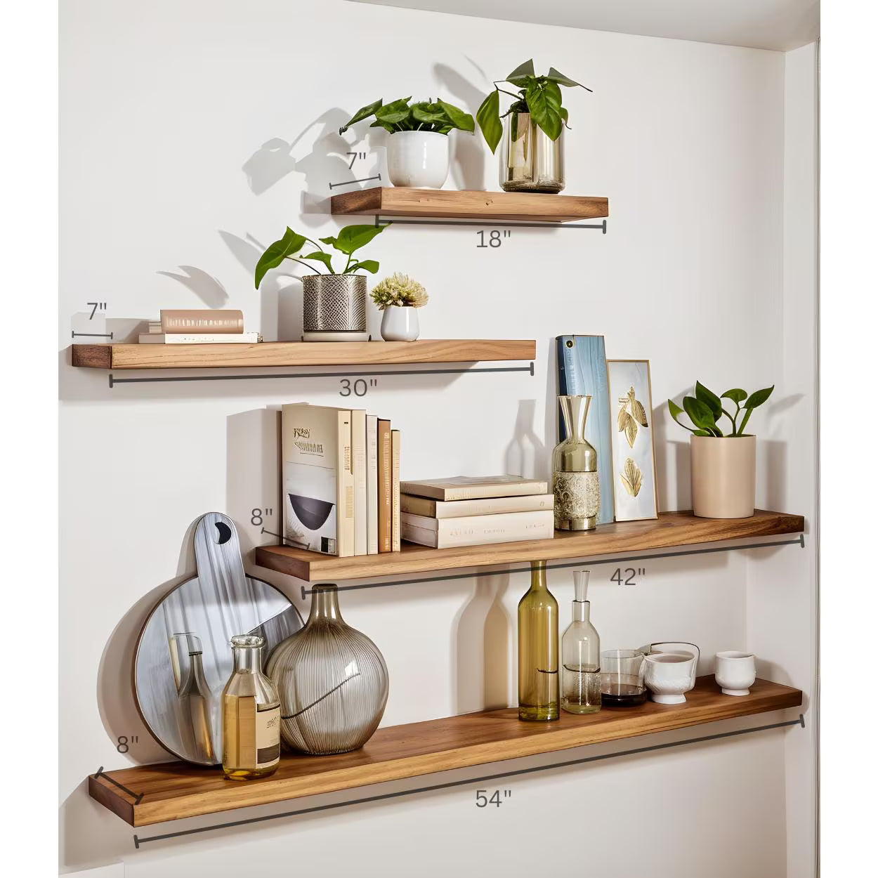 EarthyGrain No-Measure Floating Shelf - Live Edge Walnut Wall Decor